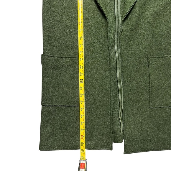 Tahari Wool Viscose Blend Sleeveless Open Front Cardigan Moss Green Women’s M - Picture 6 of 6